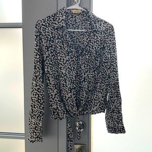 Long Sleeve Tie Front Floral Top from Love Notes